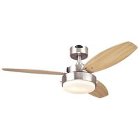 Westinghouse Lighting 7247300 Alloy Two-Light Reversible Three-Blade Indoor Ceiling Fan, 42-Inch, Brushed Nickel Finish with Opal Frosted Glass