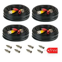 GW 4 X 150 feet Pre-made All-in-One Video and Power BNC RCA Cable with Connector for Surveillance CCTV Security Camera Video System - Black