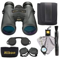 Nikon Monarch 5 10x42 Binoculars (7577) Waterproof/Fogproof Bundle with Nikon Lens Pen, Cleaning Cloth and Lumintrail Keychain Light