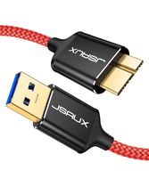 USB 3.0 Micro Cable, JSAUX 2 Pack (3.3ft+6.6ft) USB 3.0 A to Micro B Cable Charger Nylon Braided Cord Compatible with Samsung Galaxy S5, Note 3, Note Pro 12.2, Hard Drive, Camera etc. (Red)