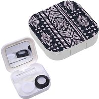 Portable Contact Lens Case Box Travel Kit Mirror + Bottle + Tweezers Container Holder [ Tribal Ethnic ]