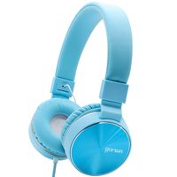 Ultraudifonos Gorsun Stereo Lightweight Foldable Corded Headphones Adjustable Headband Headsets with Mic 3.5mm Volume Control for Cellphones Smartphones Laptop PC Mp3/4 Earphones (Blue)