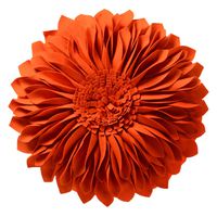 JWH 3D Sunflower Accent Pillow Handmade Round Cushion Decorative Pillowcase with Pillow Insert Home Office Chair Bed Living Room Decor Gift 18 Inch / 45 cm Cotton Canvas Wool Orange