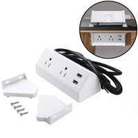 2 Outlet Clamp Mount Power Strip with USB Charging, Under Desk Removable Desktop Power Center Station, Outlet 110-220V/50HZ/10A, USB 5V/2.1A 5.9 ft Power Cord (White)