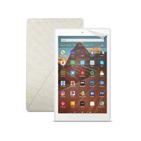 Fire HD 10 Tablet (64 GB, White, With Special Offers) + Amazon Standing Case (Sandstone White) + Nupro Screen Protector (2-pack)
