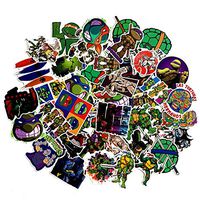 Teenage Mutant Ninja Turtles Waterproof Stickers/Decals (50 pcs) of American Cartoon for Laptop Skateboard Snowboard Water Bottle Phone Car Bicycle Luggage Guitar Computer PS4 (Ninja Turtles)