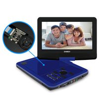 SYNAGY 10.1" Portable DVD Player CD Player with Swivel Screen Remote Control Rechargeable Battery Car Charger Wall Charger, Personal DVD Player (Blue)