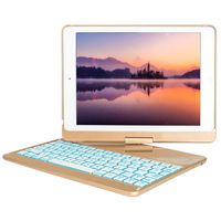 Sammid Ipad Air 2 9.7 inch 360 Degree Rotation Keybosrd Cover Stand Wireless Bluetooth Ultra Thin Keyboard Case for 9.7 inch iPad Air 2 (iPad Air 2, Gold)