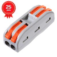 XHF 2 Conductor Compact Connectors Lever-Nut Wire Connectors for 2 Circuit Inline Splices 28-12 AWG (SPL-2, 25PCS)