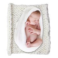 ICOSY Newborn Photography Props, Knit Baby Photo Blanket Rug Props Shoots Chunky Yarn Basket Filler Backdrop Photo Studio Posing Props (20"x20")
