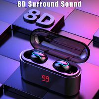 Bluetooth 5.0 Wireless Headset With Charging Storage Case 8D Surround Sound Binaural Ultra-small Wireless Sports In Ear Running Earbuds Stereo Earphones Reduction IC HD Call Game HIFI High-frequency
