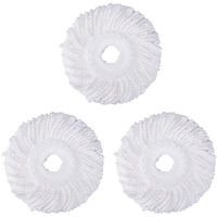 3 Pack 360° Spin Magic Mop Replacement Head, Round Shape Standard Size Microfiber Mop Head Refills for Hurricane Mopnado EGOFLEX Hapinnex Casabella and Other Brands