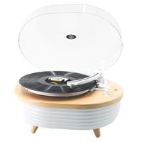 Record Player Turntable, MPK Vinyl Player Bluetooth, Portable Wireless LED Built-in Colorful Stereo Speaker, Vinyl Turntable LP 2-Speed Belt Driven(Yellow Wood Color)