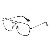 Aviator Blue Light Blocking Computer Glasses, Square Eye Protect Video Eyeglasses Anti Glare Men Women (Gunmetal Frame Black Temple Tips)