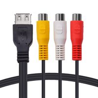 USB to 3 RCA Cable,30cm USB Female to 3 RCA Female Adapter Cable Video Audio Converter Component