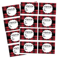 CakeSupplyShop Christmas Holiday Lumberjack Red & Black Buffallo Plaid Collection (24Pack Gift Tags)
