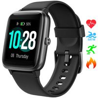 Smart Watch UMIDIGI Uwatch3 Fitness Tracker with 5ATM Waterproof All-Day Heart Rate and Activity Tracking, Sleep Monitoring, Smartwatch for Men Women Compatible with iPhone Android（Agate Black）