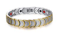 Mens Stainless Steel with 4 Elements Health Magnetic Therapy Link Bracelet Healing Arthritis,Adjustable