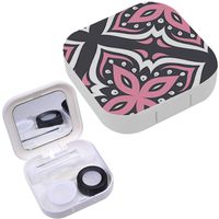 Portable Contact Lens Case Box Travel Kit Mirror + Bottle + Tweezers Container Holder [ Ornamental Vintage Paisley ]