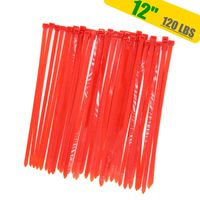 Wide Heavy Duty 12 Inch Red Color Cable Ties,Industrial Durable 120 LBS UV Resistant Zip Ties Outdoor Use, Festival Decoration Fastening Ties Tools,Handheld Easy Electric Cord Management Wire(50 Pack)