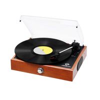 Vinyl Record Player, JORLAI Vintage Turntable 3-Speed Record Player with Speakers, MP3 Recording, RCA Output, 3.5mm AUX Input, Volume Control - Wood