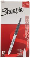 Sharpie 1735790 Retractable Permanent Markers, Ultra Fine Point, Black, 12 Count