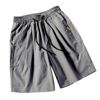 Corriee Mens Summer Casual Solid Color Drawstring Shorts Men's Beach Pants with Pockets Dark Gray