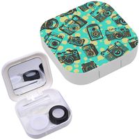 Portable Contact Lens Case Box Travel Kit Mirror + Bottle + Tweezers Container Holder [ Etro Photo Cameras ]
