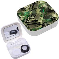 Portable Contact Lens Case Box Travel Kit Mirror + Bottle + Tweezers Container Holder [ Glitch Design Cyber ]