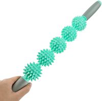 Muscle Roller Massage Stick 5 Ball, Deep Tissue Tight Fascia Massager Trigger Point Fat Blast Pain Relief Myofascial Release for Men and Women (New, Green)
