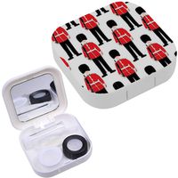 Portable Contact Lens Case Box Travel Kit Mirror + Bottle + Tweezers Container Holder [ Beefeater Soldier ]