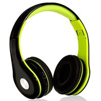 Mokata Headphone Bluetooth Wireless Over Ear On Foldable Hi-fi Stereo Sound Headset with AUX 3.5mm Jack Cord SD Card Slot Microphone For Young Adults Mobile TV PC Game Rechargeable Equipment B03 Green