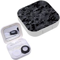 Portable Contact Lens Case Box Travel Kit Mirror + Bottle + Tweezers Container Holder [ Digital Camouflages Urban ]