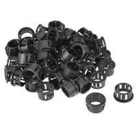 uxcell 56pcs 16mm Mounted Dia Cable Hose Snap Bushing Grommet Protector Black