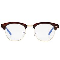 AZORB Retro Blue Light Blocking Computer Glasses Semi-Rimless Eyeglasses Frame Horn Rimmed (Wine Red)