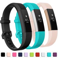 GEAK Compatible with Fitbit Alta and Fitbit Alta HR Band, Soft Classic Accessories Sport Bands Compatible for Fitbit Alta HR/Fitbit Ace,Black Teal Pink,Small