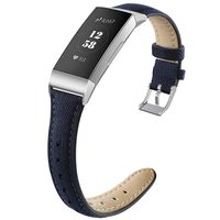 NAHAI Bands Compatible with Fitbit Charge 3 / Charge 3 SE, Slim Narrow Breathable Canvas Fabric Replacement Bands Thin Sport Strap Accessories for Fitbit Charge 3, Women Men, Small, Blue