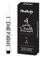 Extra Fine Tip White Chalk Markers (4 Pack 1mm Point) Chalk Pens - White Dry Erase Marker Pen for Blackboard, Chalkboards, Windows, Glass, Bistro, Signs