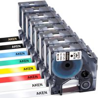 Aken Compatible Label Tape Replacement for DYMO LabelManager 160 210D 260P 280 360D 420P 450D PnP 500TS Label Maker, Black on Red/Yellow/Blue/Green, White/Gold on Black, 1/2 Inch x 23 Feet(12mm x 7m)