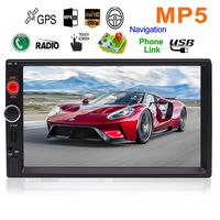 Double Din Car GPS Navigation Stereo 7" Touch Screen Built in Bluetooth Radio Audio FM/USB/MP5 Car Player Support Mobile Phone Mirror Link Backup Camera + Wireless Remote Control and Map Card