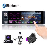 Camecho Single Din Bluetooth Car Radio 4'' Capacitive Touch Screen Car Stereo FM/AM/RDS Radio Receiver with Dual USB/AUX-in/SD Card Port + Backup Camera & Steering Wheel Control
