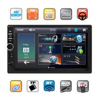 Double Din Car Stereo in Dash, FM Receiver with Remote, Car MP5 Media Player with 7inch Digital Capacitive Touch Screen,Bluetooth Car Audio Mirror Link Monitor for Android & iOS