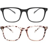 Livho 2 Pack Blue Light Blocking Computer Glasses for Women Men,TR90 Light Weight Frame Anti Eyestrain UV Lens LI5025Matte Black+Leopard)