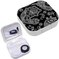 Portable Contact Lens Case Box Travel Kit Mirror + Bottle + Tweezers Container Holder [ Paisley Floral ]