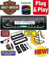 Plug -And -Play for/fits Harley Touring 1998-2013 JVC Marine Radio Stereo Pre Installed and Programmed