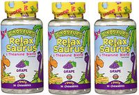 KAL Relax-a-Saurus | Stress Support for Kids | L-Theanine Relaxation Blend for Children | Sugar Free, Grape Flavor Chewables | 30 Servings | 3 pk