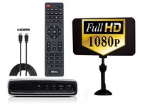 Exuby Digital Converter Box for TV w/Flat Antenna, HDMI Cable for Recording & Watching Full HD Digital Channels - Instant & Scheduled Recording, 1080P, HDMI Output, 7 Day Program Guide & LCD Screen