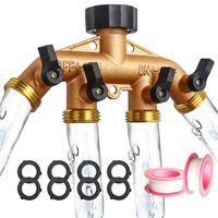 OneBom Hose Splitter 3/4 Inch, Solid Brass Pipe Connector,Garden Hose Distributor Heavy Duty (4 Way)