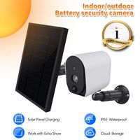 Outdoor Solar Powered Security Camera With Solar Panel, Wireless Outdoor 1080P Solar Camera, WiFi Rechargeable Battery Powered Security Camera, Work with Alexa,Cloud Storage,Real-time Motion Detection