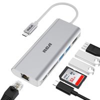 USB C Hub, RCA 6 in 1 Type C Hub with Ethernet, 4K HDMI, 2 USB 3.0 Ports, SD Card Reader, USB C Power Delivery, Portable hub for MacBook Pro and Other Type C Laptops
